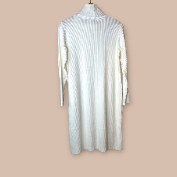 CLUB MONACO Cozy Ottoman Ribbed Turtleneck Sweater Dress Cream Women’s S - Picture 4 of 7